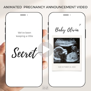 Digital Pregnancy Announcement Video, We&#39;ve Been Keeping a Secret, Baby Reveal Video, Neutral Baby, Pregnancy Scan Photo, Editable Template