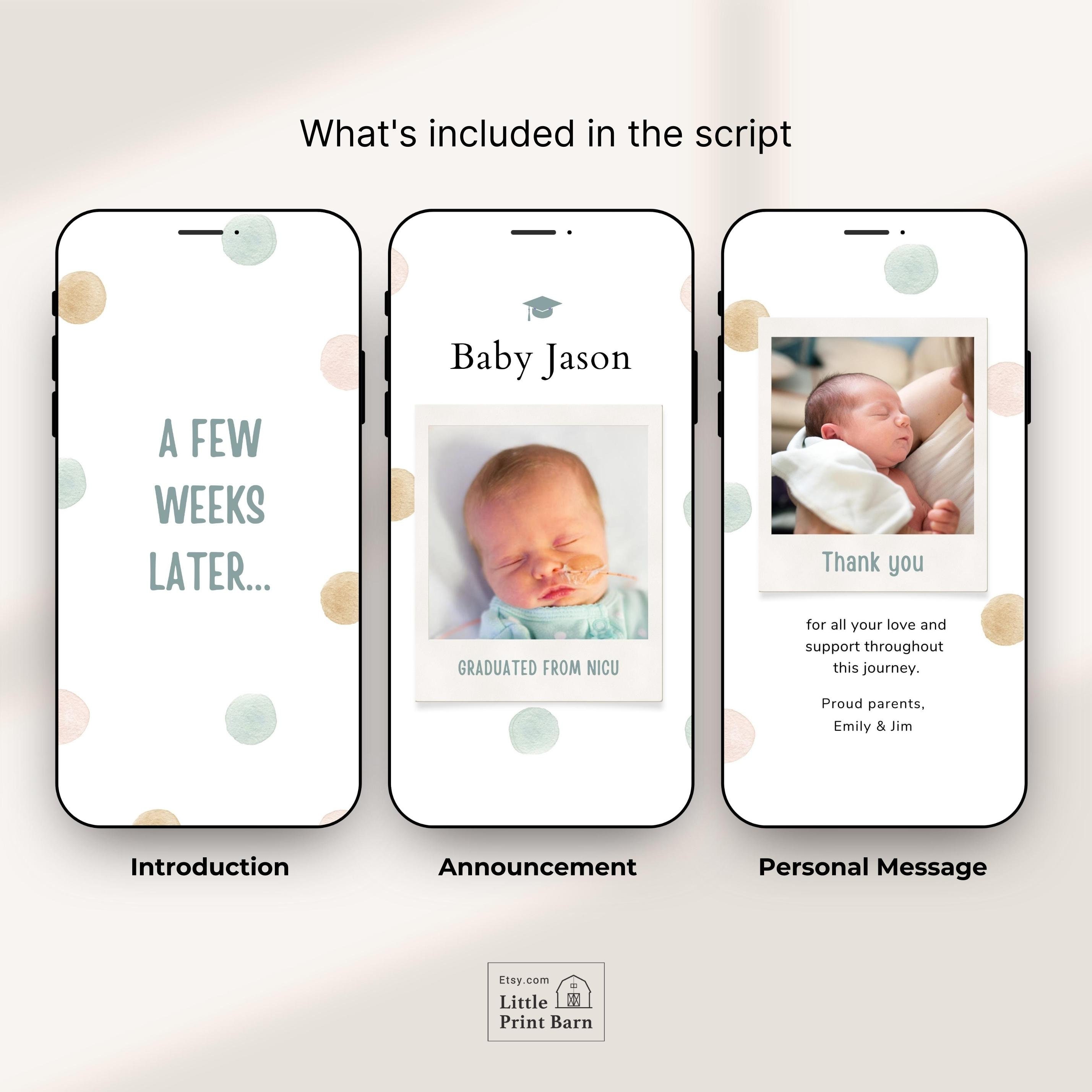 NICU Premature Baby Graduation Announcement Digital Video Template, IVF ...