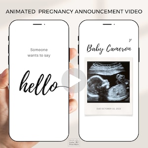Digital Pregnancy Announcement Video, Someone Wants To Say Hello, Baby Reveal Video, Social media post, Pregnancy Scan Photo, Editable, Boho