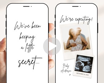 Animated Pregnancy Announcement Video, Neutral Baby Reveal, Canva Template, Instant Download, We're expecting, we've been keeping a secret