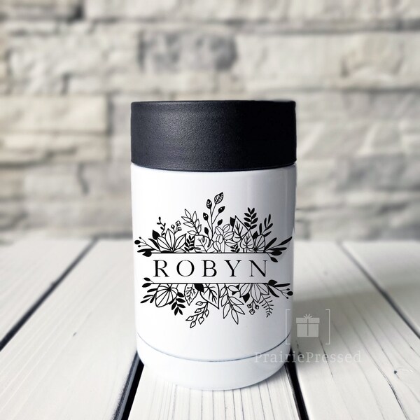 Wildflower Can Cooler, Custom Can Holder, Personalized Drink Holder, Custom Bridal Party Gift, Can Koozie, Hard Wall Koozie, Drink Cooler