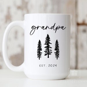 Mug grand-père, nouveau grand-père est 2024 papa Mug Opa cadeau grand-père Mug personnalisé grand-parent, mug personnalisé, faire-part de grossesse arbres