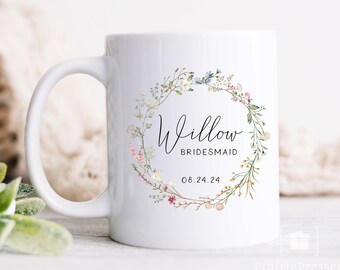 Wildflower Bridesmaid Mug: Cottagecore Floral Bridal Party Gift