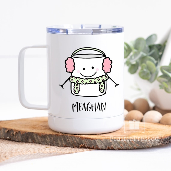 Marshmallow Kids Mug, Camping Mug With Lid, Cute Christmas Mug, Mug Handle,  Personalized Gift Kid, Custom, Family Mug, Hot Cocoa Mug, Smores 