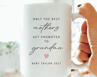 New Grandma Mug, Pregnancy Announcement Gift for Mom, Custom Grandma Mug, Promoted to Grandma, Baby Reveal Gift