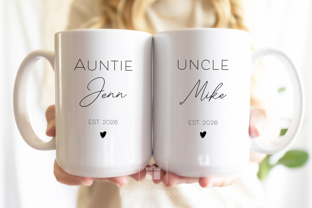 Personalized Aunt and Uncle Coffee Mug Set, Family Pregnancy ...