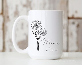 Mama Mug, Mom Est 2024, Mothers Day, Gift New Mom, Christmas Gift for Mom, Custom Mug for Parent, New Parent, Gift for Mommy, Gift for Her