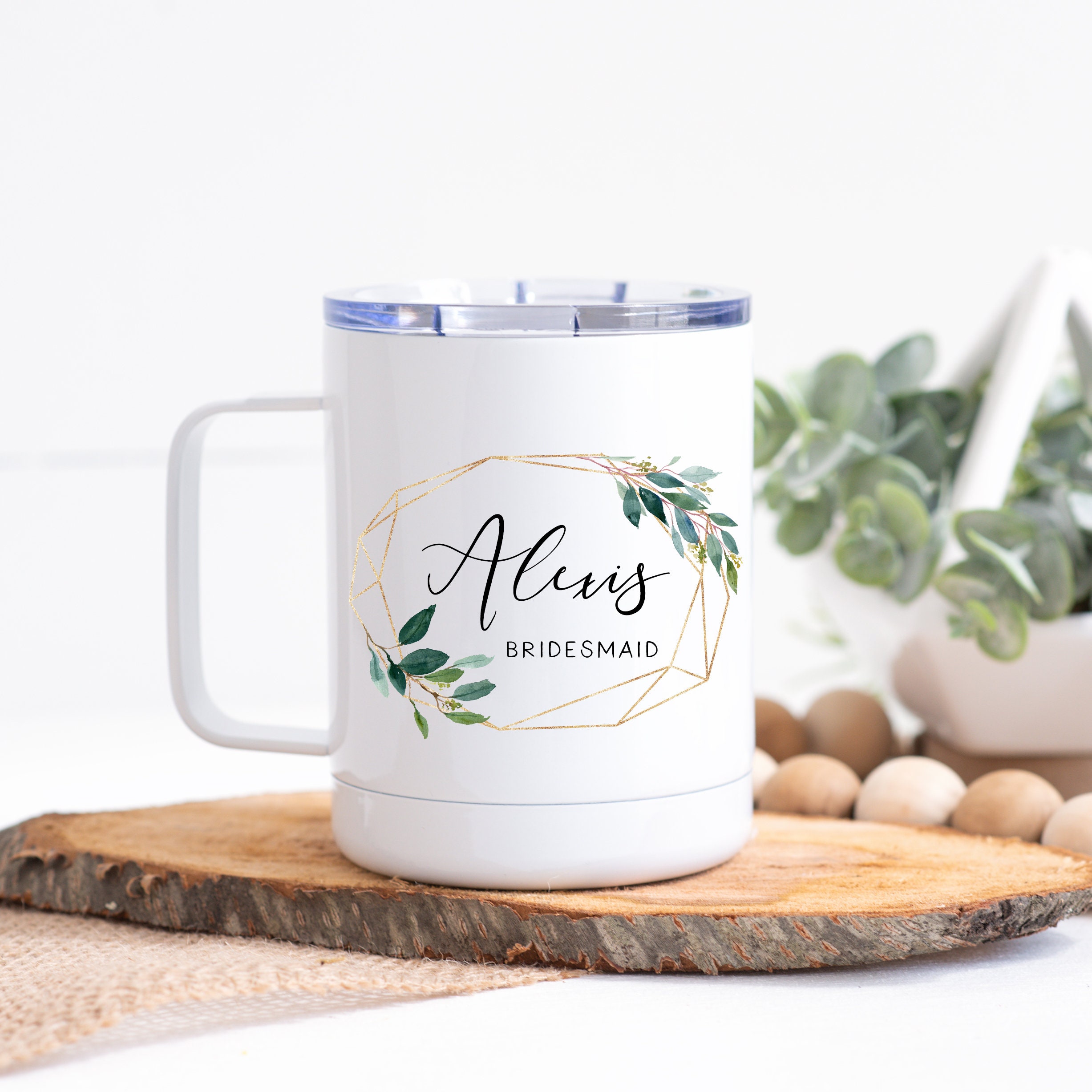 Custom Eucalyptus Camping Mug With Lid Travel Mug With Etsy Canada