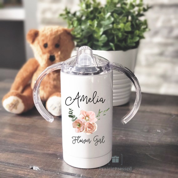 Boho Flower Girl Sippy Cup, Petal Patrol Sippy Cup, Custom Mini