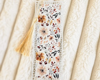 Floral Cottagecore Floral Bookmark, Lace Trim & Tassel