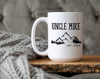 New Uncle Mug Est 2024, Uncle Gift mug, Customized mug Pregnancy Announcement Coffee Mugs Family Gift Mugs, Christmas Gift Uncle Personalize