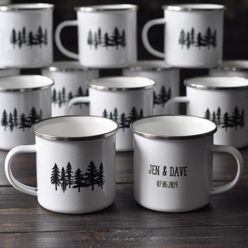 Custom Wedding Enamel Camping Mugs Personalized Enamel Cups Etsy