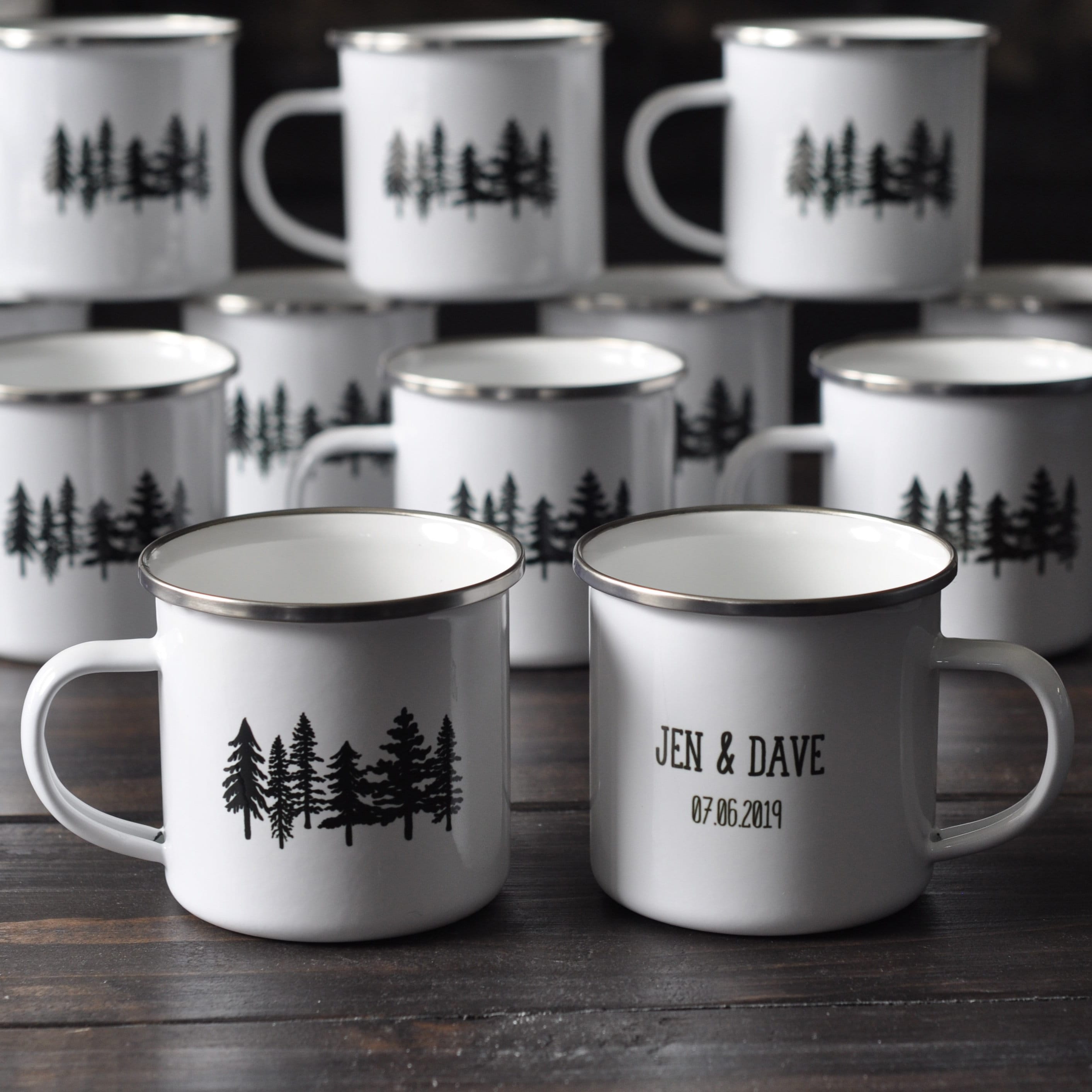 Darware Enamel Camping Coffee Mugs (Set of 4, 16oz); Metal Cups
