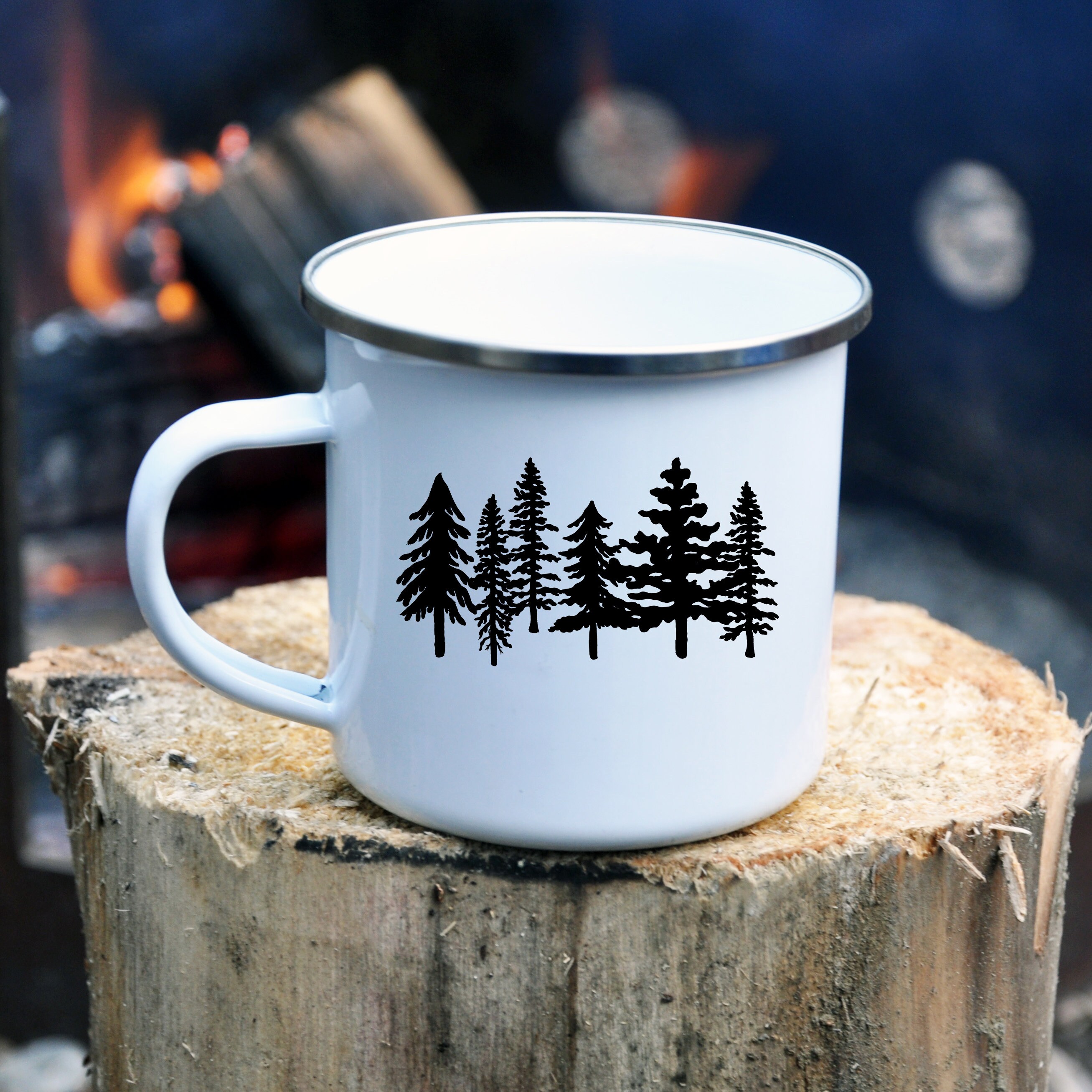 Tree Enamel Mug Forest Mug Custom Camping mug Gift for Etsy