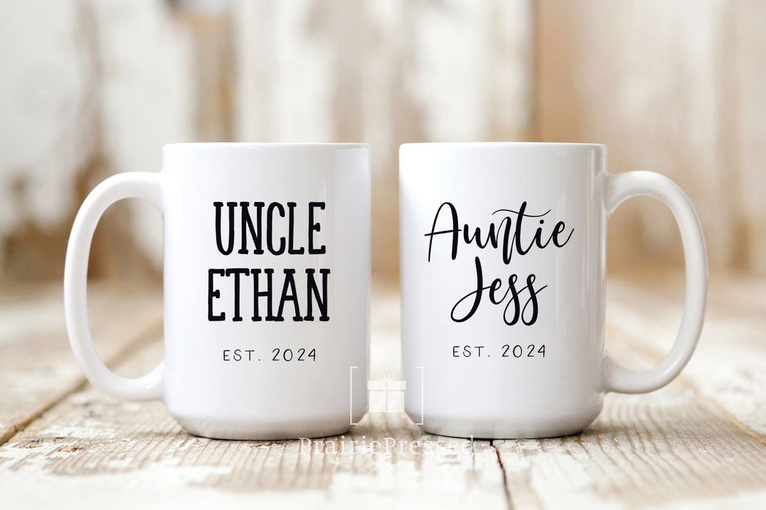 Aunt and Uncle Mug Set, New Aunt Gift, New Uncle Gift, Est 2024 ...