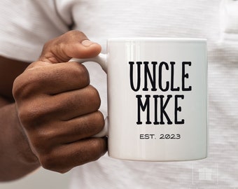 Custom Uncle Mug, Gift for New Uncle, Uncle Est 2023 Personalized Godfather Mug, Family Mug, Pregnancy Announcement Gift, Personalized Gift