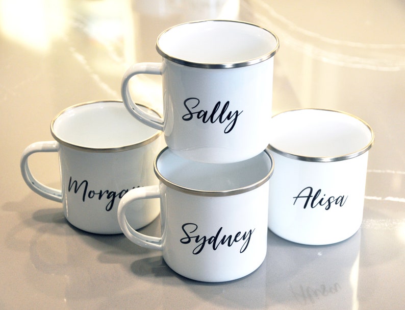 Custom Enamel Mug Personalized Bridal Mugs Custom Bride Mug Etsy