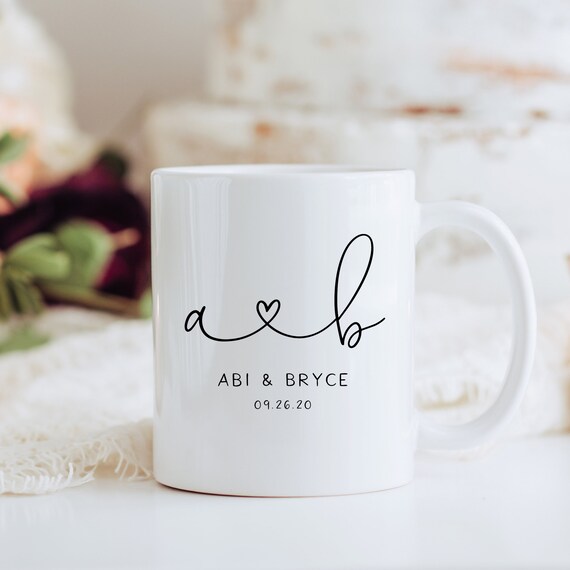 Wedding Gift Mug, Custom Engagement Gift, Gift for Bride Valentines Day Mug, Gift for Spouse, Mrs EST 2024, Engagement Mug, Wedding Date Mug