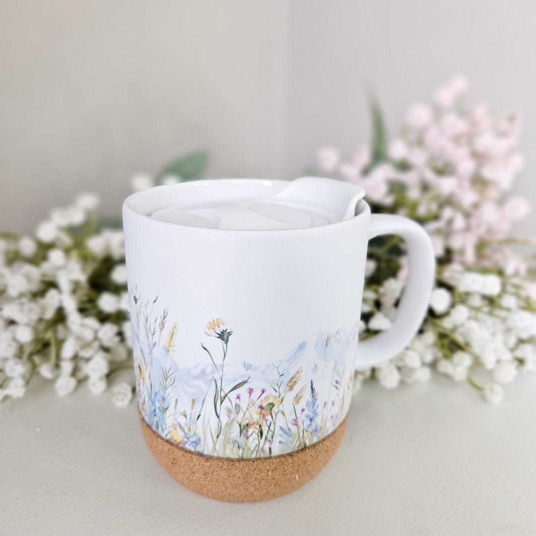 Wildflower Travel Mug, Mountain Wildflower Scene, Gift for Friend ...