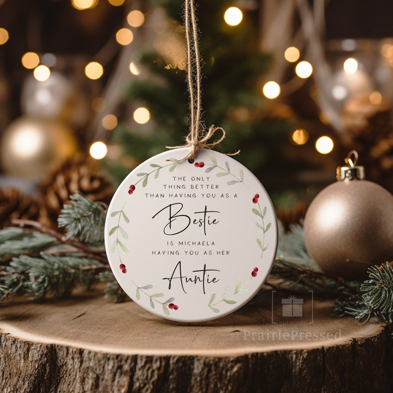 Bestie to Auntie Ornament From Best Friend to Aunt Custom Gift Custom