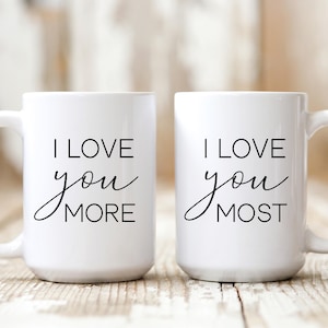 I love you More Most Mug Set Valentines Day Coffee Mugs Gift Spouse Girlfriend Boyfriend Mug, Couple Love Mug Valentine Gift BF GF Gift Set