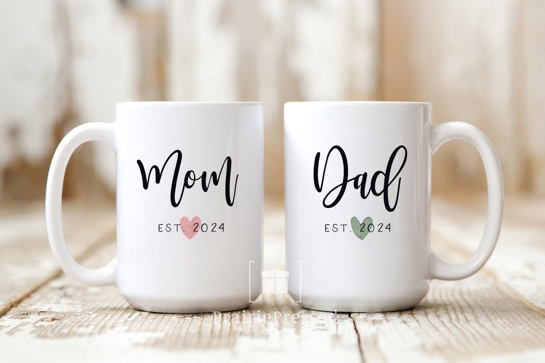 Mom and Dad Mug Set Couple Gift Set Gift for New Parents Est 2024 New ...
