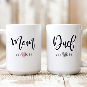Mom and Dad Mug Set, Couple Gift Mug Set, Gift for New Parents, Couple Gift, Est 2024, New Mom and Dad, Christmas Gift for New Parents, Baby