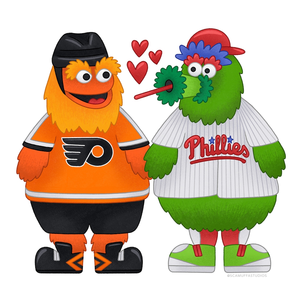 Philly Mascots In Love Print Gritty Flyers NHL Phanatic Etsy