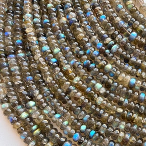 16 Inch Labradorite Rondelle Beads, Labradorite Beads, Labradorite Smooth Rondelle Beads, Natural Labradorite Gemstone beads for jewelry