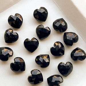 2 Pieces Black Onyx Heart Shape Loose Stone, Natural Black Onyx Gemstone, Black Onyx Heart for jewelry making, 10x10mm