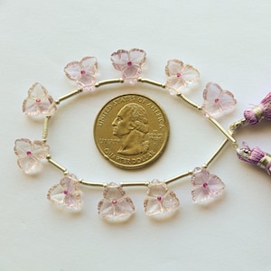 10 Pieces Pink Amethyst Beads Flower Shape with Pink Cubic Zirconia, 11x11mm, Natural Amethyst Gemstone, Beadsforyourjewellery