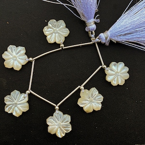 8 Pieces Mother of Pearl Flower Carved Beads, Natural Pearl carving, MOP Carving Beads, Beadsforyourjewelry