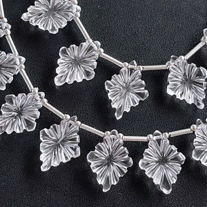 12 Pieces Natural Crystal Quartz Lozenge shape carved beads for jewelry making, 12x16MM