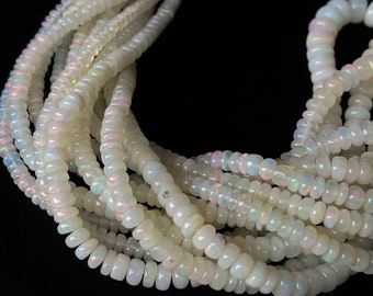 16 Inch Ethiopian Opal Smooth Rondelle Beads, Natural Opal Rondelle Beads, Opal Smooth Beads, Welo Opal Beds, Ethiopian Opal beads, 3mm-6mm