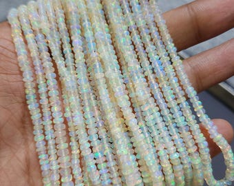 Ethiopian Opal Smooth Rondelle Beads, Natural Opal Rondelle Beads, Opal Smooth Beads, Welo Opal, Ethiopian Opal beads for Necklace making