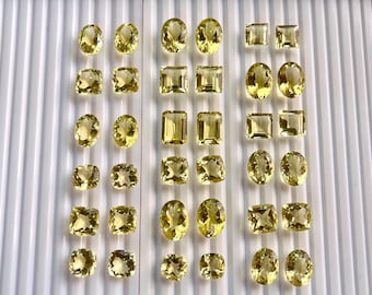 Exclusive! AAA Lemon Quartz Pair for Earrings, Natural Lemon Quartz gemstone for jewelry making, Lemon Quartz cut stone