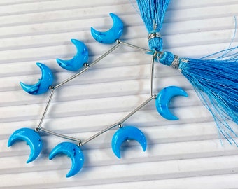 Turquoise Crescent Moon Shape Beads, Turquoise Briolette Beads, Turquoise Crescent Moon, Turquoise Beads, 15x15mm, 7 Pieces