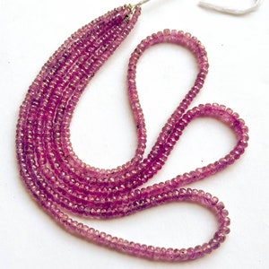 Pink Sapphire beads Faceted Rondelle shape, 16 Inch String, Natural Sapphire Gemstone for Jewelry, 3.5mm to 5mm Graduation
