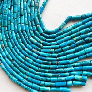 16 Inch Genuine Arizona Turquoise Smooth Tube Shape Beads, Turquoise Gemstone Beads, Arizona Turquoise Gemstone Beads, Turquoise Beads,