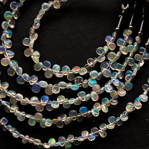 5 Strings 35 Pieces Ethiopian Opal Pear Shape Briolette, Natural Ethiopian Opal Gemstone, Opal Briolette, Opal Teardrops, 4 Inch, 3x4mm