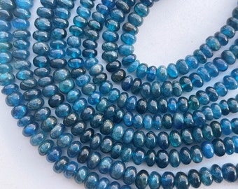 16 Inch Neon Blue Apatite Smooth Rondelle Shape Beads, Apatite Beads, Apatite Rondelle, Apatite Smooth Beads, 5 / 6 / 6.50 / 7.50 / 8mm