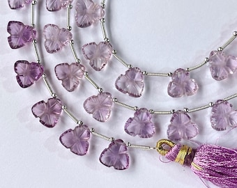 アメジストフラワーカボション：14 mmの彫刻された宝石チャーム - Etsy