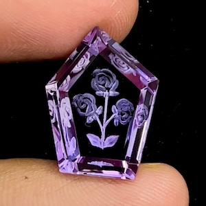 Fabulous Handcarved Amethyst Fantasy cut reverse carving, Amethyst Carving, 14.90 Carats, 13x17x5.50mm, Natural Amethyst, Amethyst Gemstone