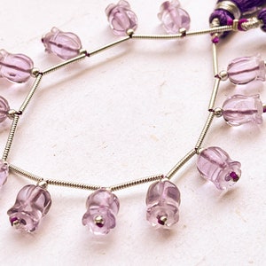 10 Pieces Pink Amethyst flower carving Lily of the valley shape beads, Natural Amethyst Gemstone, Amethyst Carving, Amethyst Beads