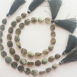 Labradorite Twisted Oval Shape Faceted Beads, 8 Inch String, Natural Labradorite, 16 Pieces String, Beadsforyourjewelry