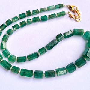 Natural Zambian Emerald fancy shape beaded Necklace, Emerald Beads for Necklace and Jewelry making, Natural Emerald gemstone, Emerald Beads