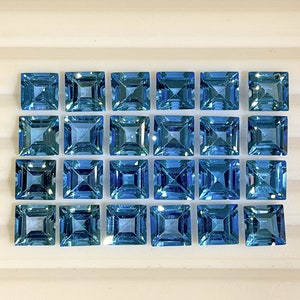 AAA Swiss Blue Topaz Faceted Square Cut Gemstone, Natural Swiss Blue Topaz Square Cut Faceted calibrated Size Loose Gemstone price per piece