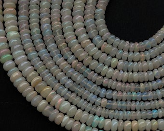16 Inch Ethiopian Opal Smooth Rondelle Beads, Natural Opal Rondelle Beads, Opal Smooth Beads, Welo Opal Beds, Ethiopian Opal beads, 3mm-7mm