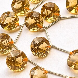 Rare! 8 Pieces Citrine Round Star Concave Cut Beads, Natural Citrine gemstone, Citrine concave cut beads, Citrine beads