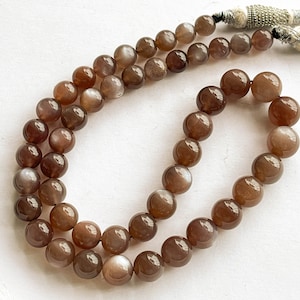 16 Inch Chocolate Moonstone Gemstone Ball Shape Beads, Natural Moonstone Gemstone No Treatment, Chocolate Moonstone Beads, 6.50mm to 10mm